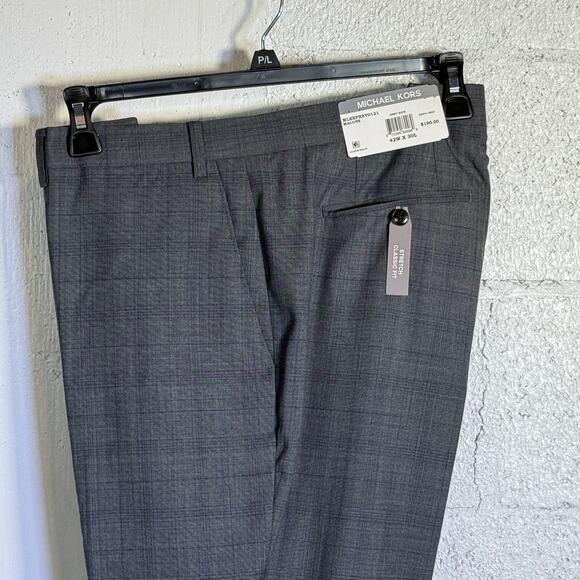 Michael Kors Men's Plaid ClassicFit WoolBlend Stretch Suit Pants grey 42x30 $190 - Picture 1 of 8